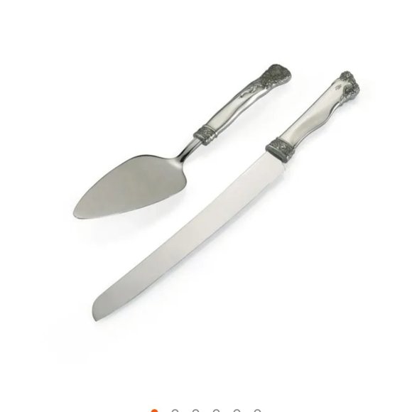 NIB Royal Selangor Roses & Ribbons Pewter Cake Serveware Set - Picture 1 of 11